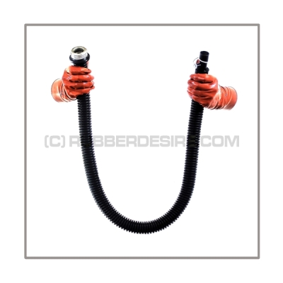 Gasmask-tube T100-D-MR highly flexible with length 100 cm = 40 inch, gasmask thread male and 22 mm mediport female with breathing-reduction-adaptor
